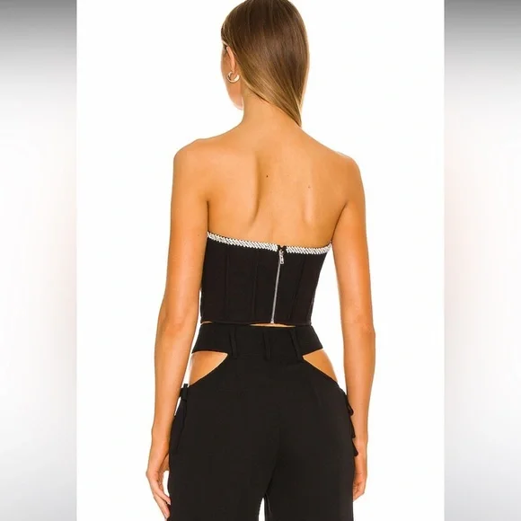 h:ours Sandy Bustier Top With Rhinestone in Black Size M NWT - Picture 4 of 6